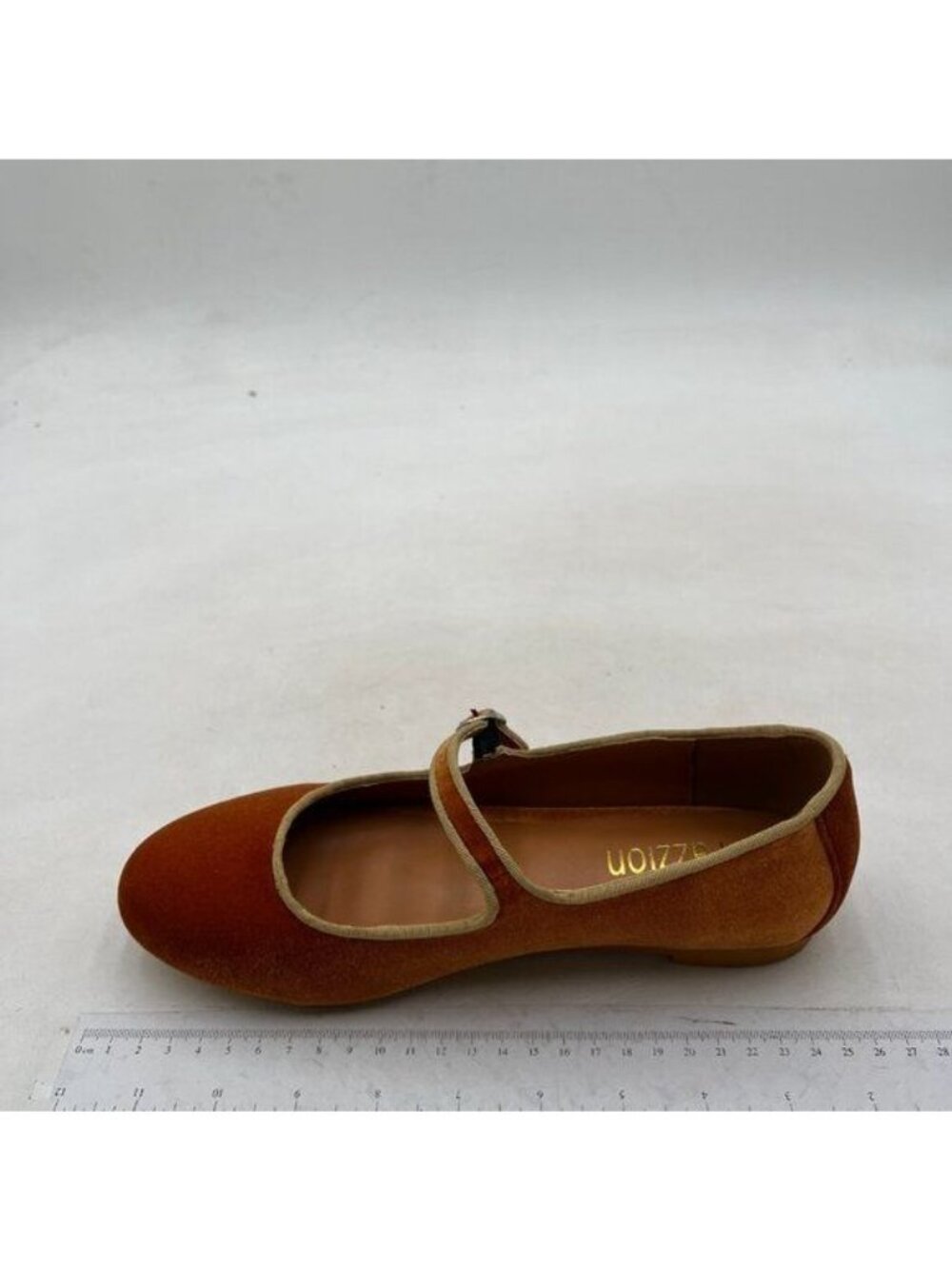Women's Velvet Mary Jane Flats in Mustard - Picture 2 of 8